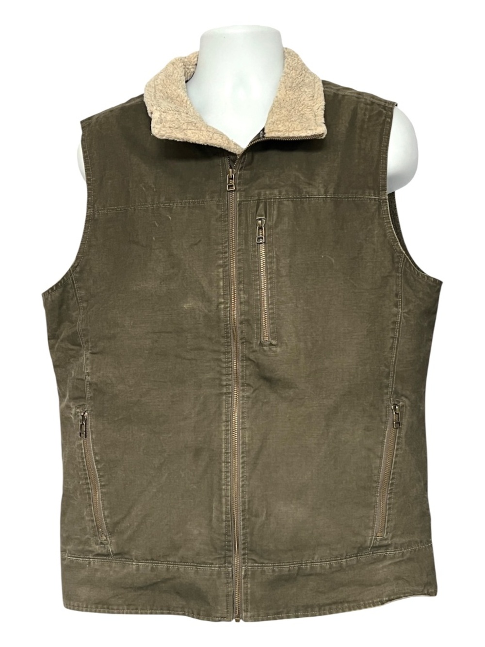 Kuhl Vest Khaki Cotton Canvas Size L Quilted Lining